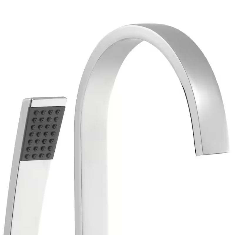 Freestanding Floor Mount Tub Faucet with Handheld Handshower in Chrome W359817