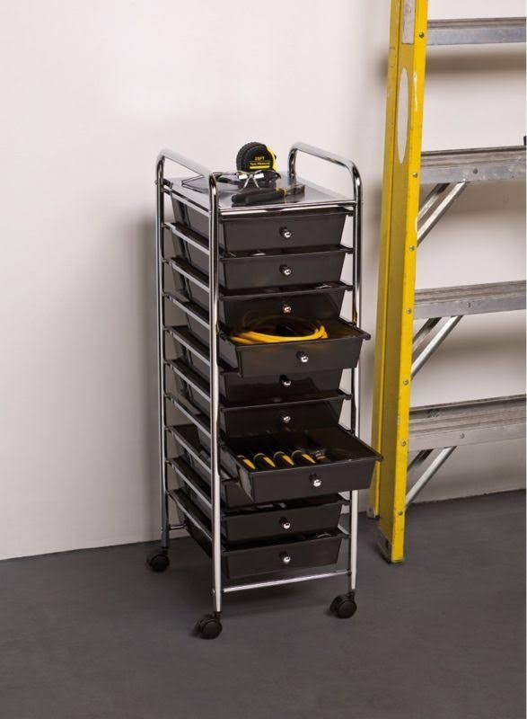 10 Drawer Organizer Cart Black F85158