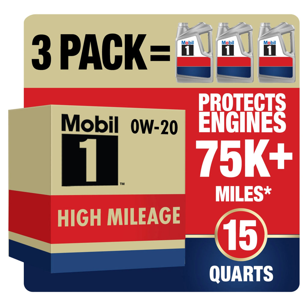 High Mileage Full Synthetic 0W-20 Motor Oil 5 Quart Pack of 3 Q7699