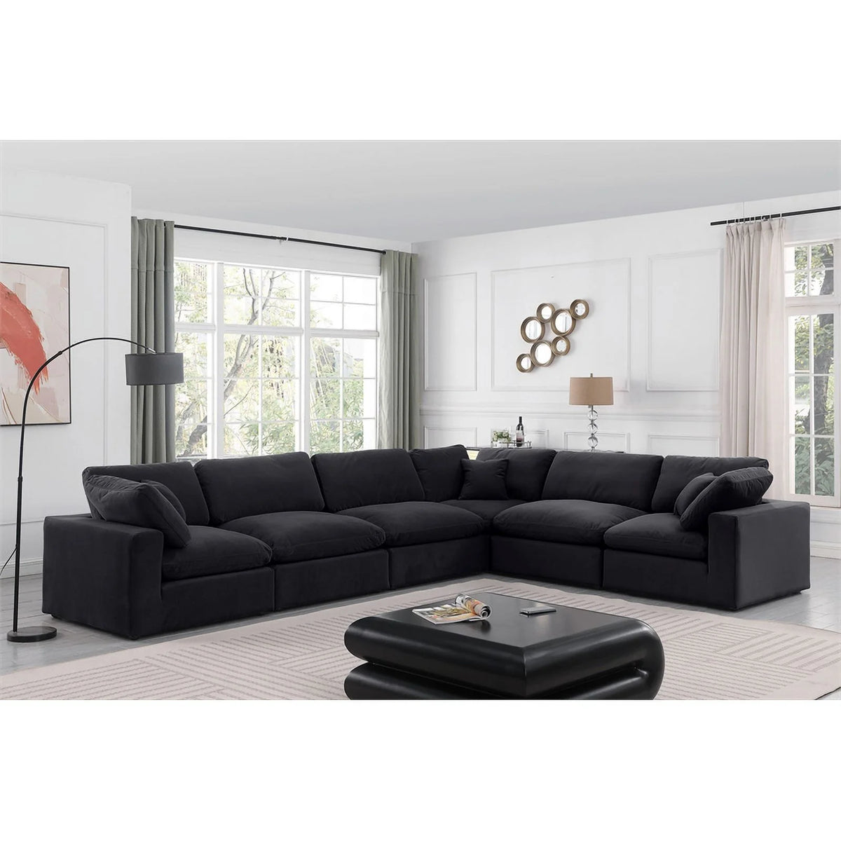 Black Velvet Modular Sectional X8215
