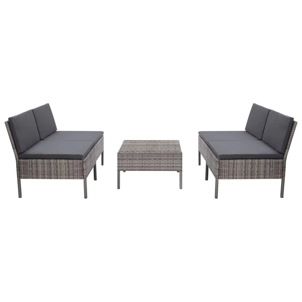 5 Piece Gray Poly Rattan Patio Sofa Set with Coffee Table K785