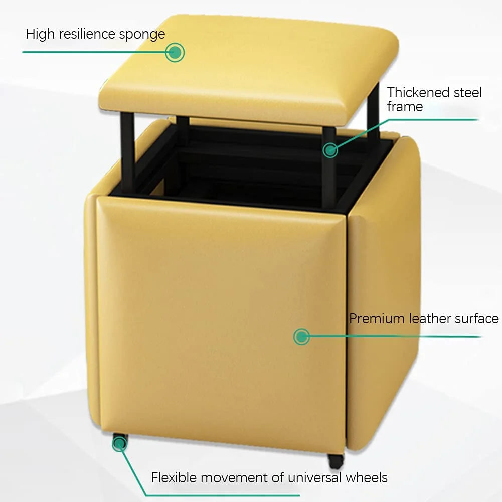 PU Leather Swivel Casters Stackable Ottoman Stool K355976