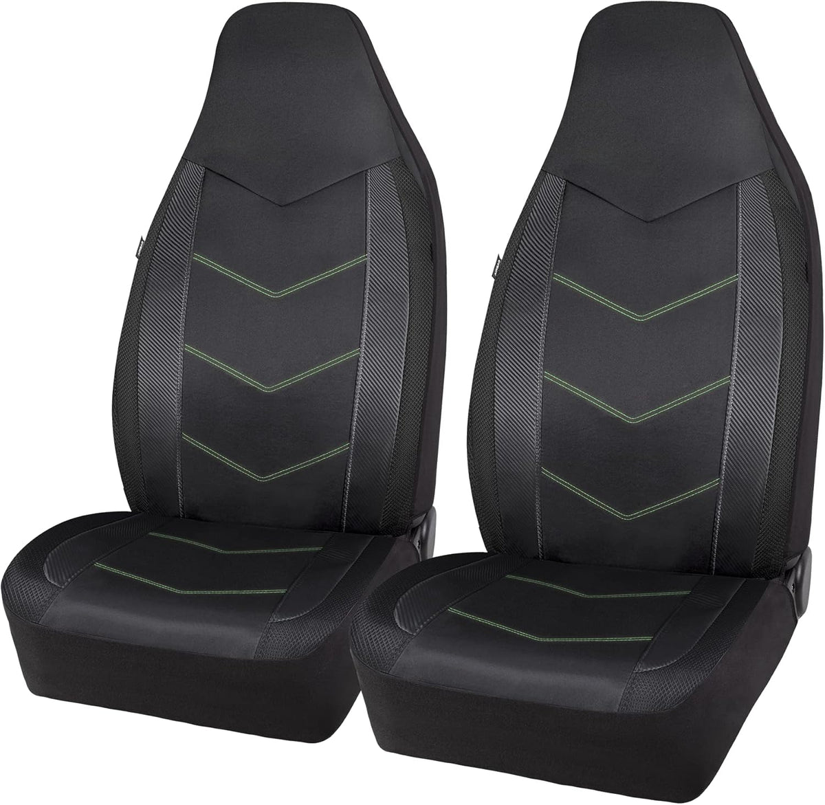 High Back Car Seat Covers Carbon Fiber Mesh Airbag Compatible 2PCS X20828