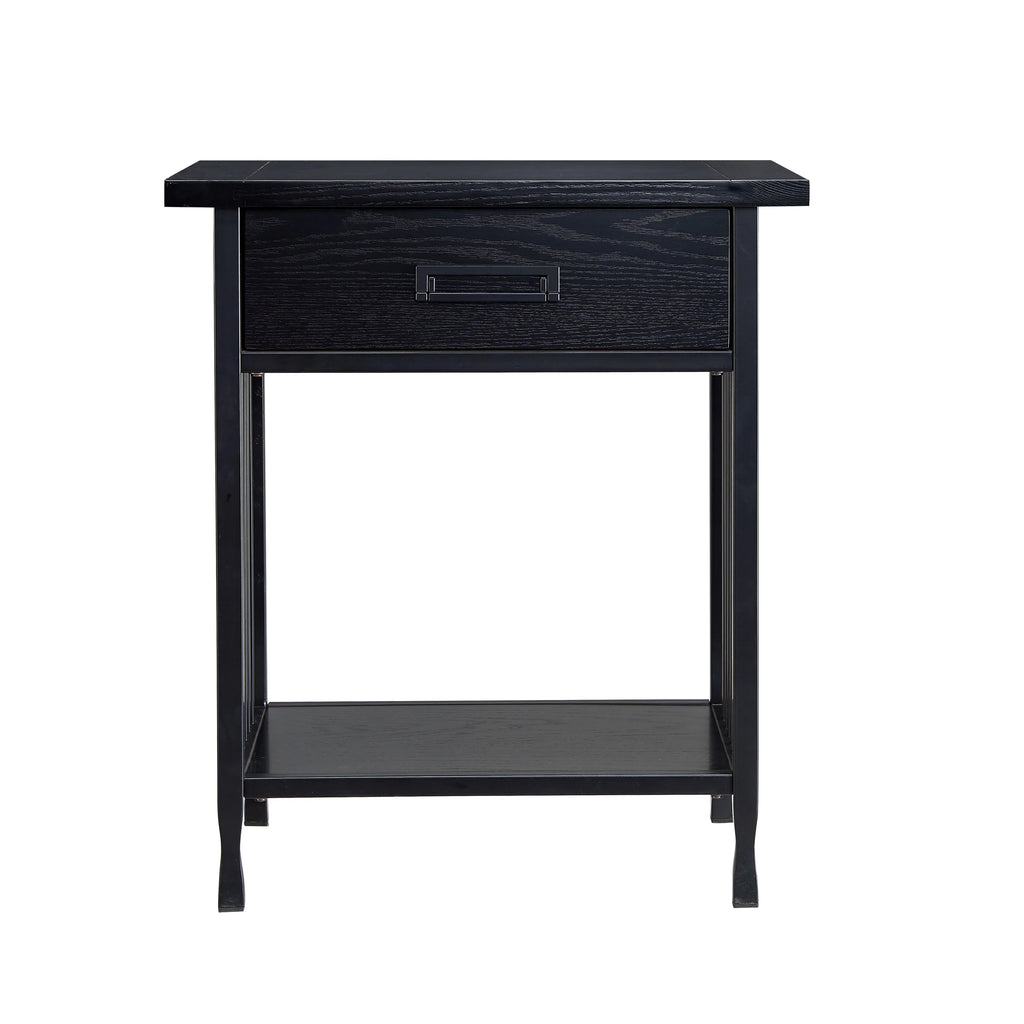 Black One Drawer Nightstand Side Table L4510