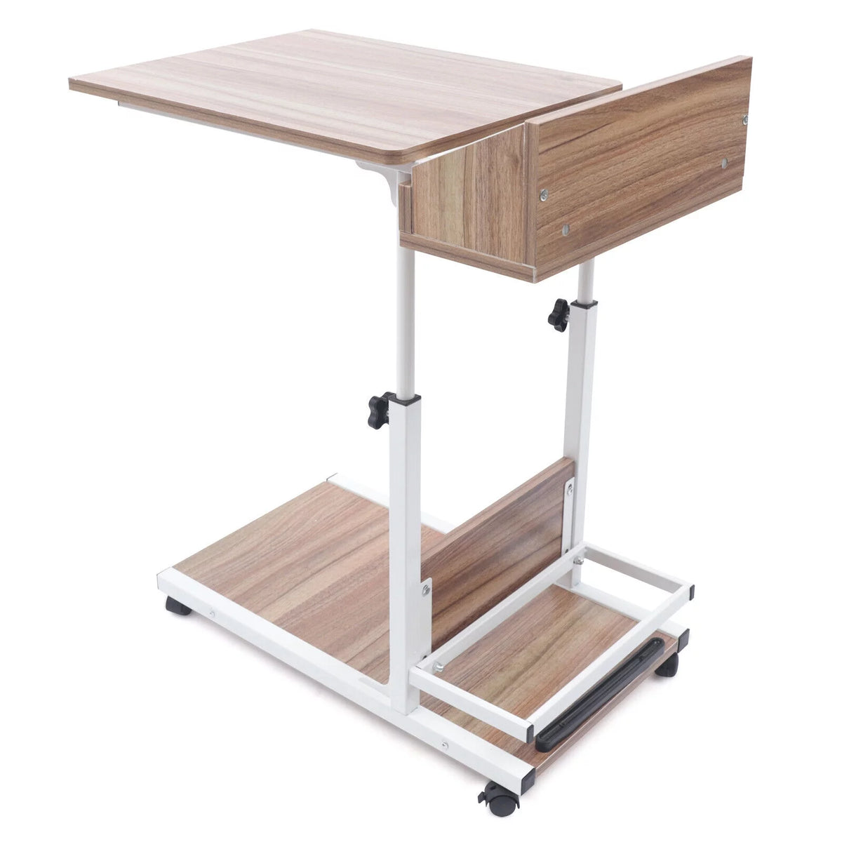 Wooden Bed Side Table with Storage and Wheels E96582