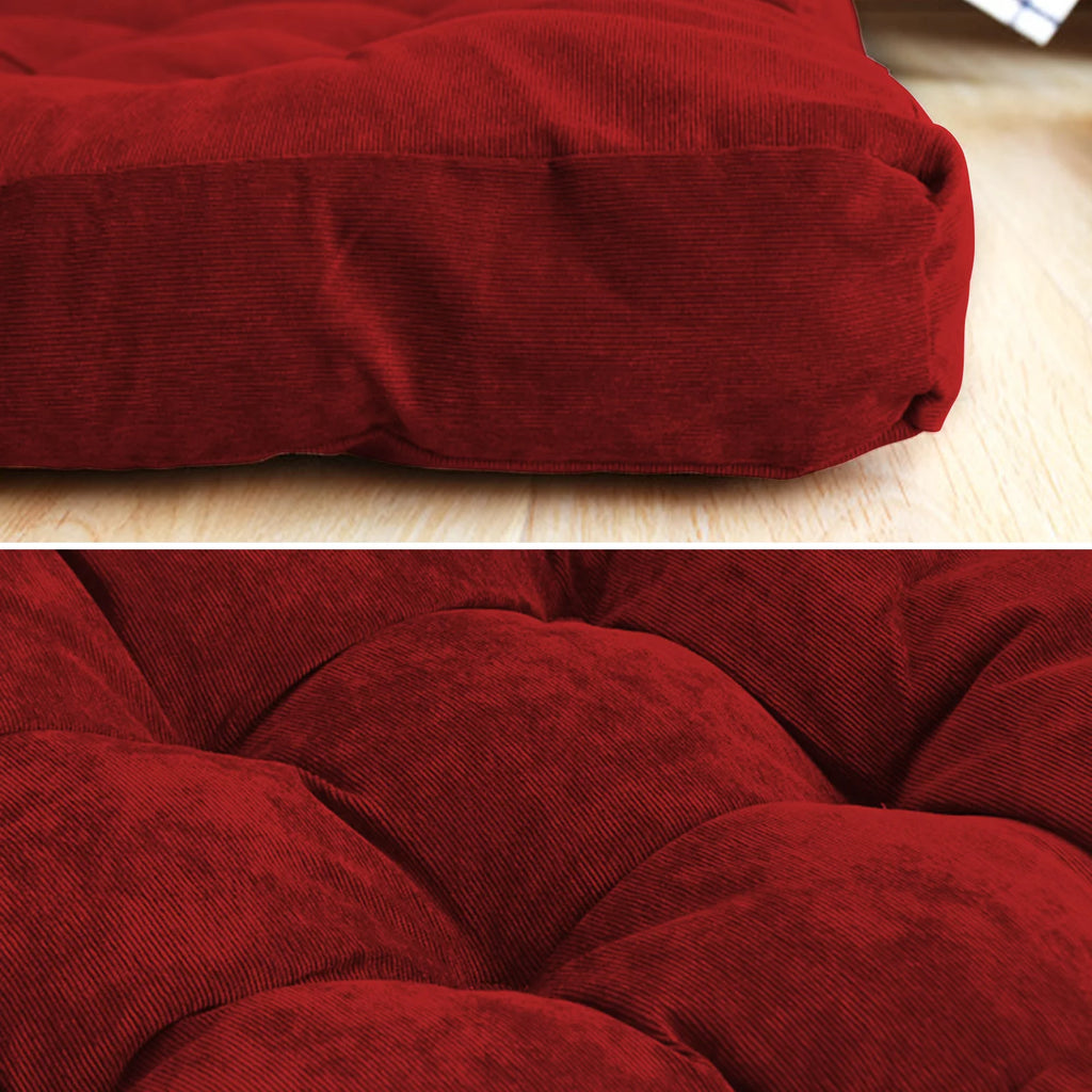 22 Inch Square Cotton Floor Pillow, 2Pcs Wine Red R53981