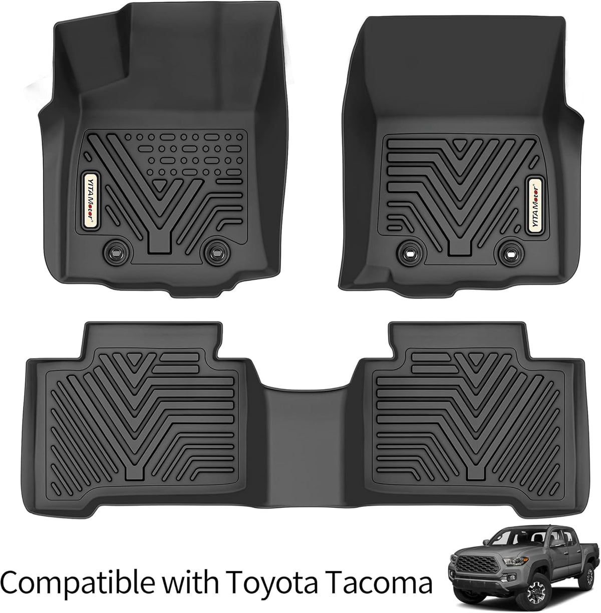 Custom Fit All-Weather Floor Mats 1st & 2nd Row Black D99750