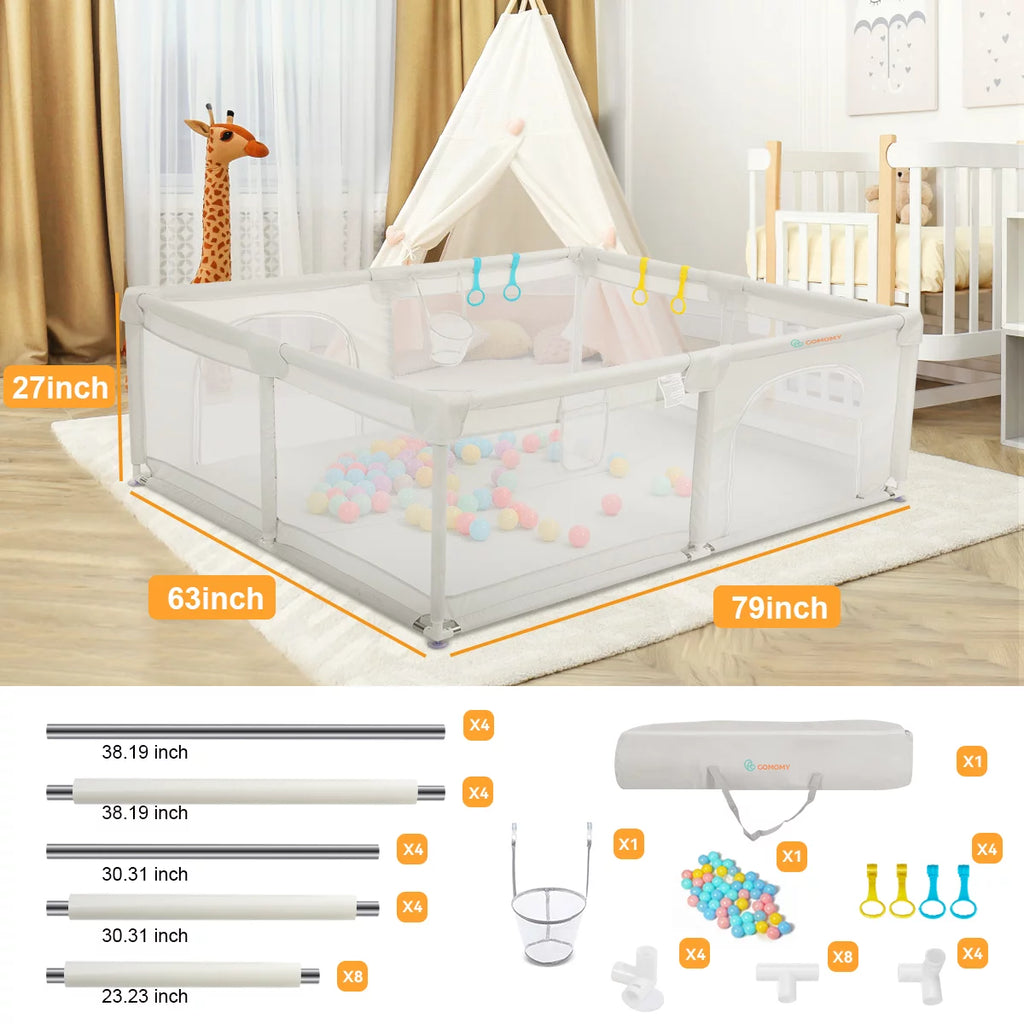 Large Gray Baby Playpen S344462