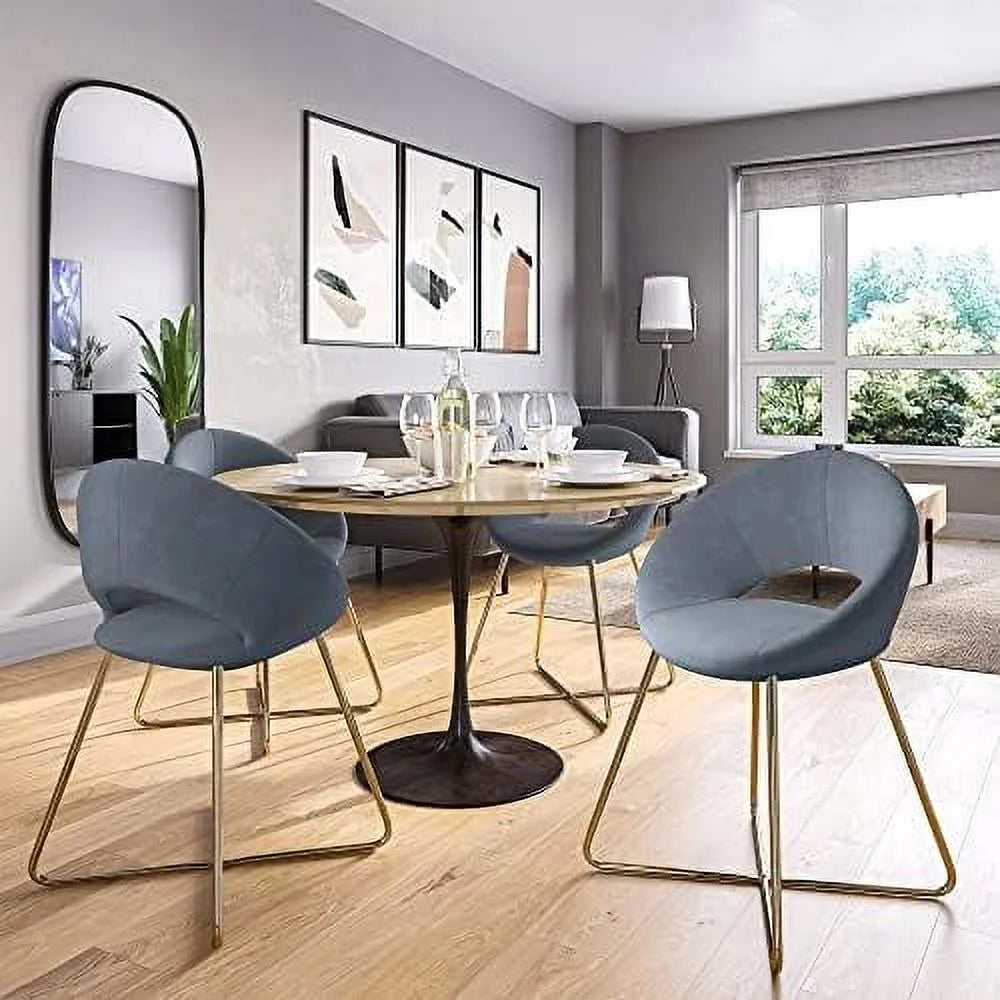 Velvet Accent Chair with Back Golden Metal Legs Z878