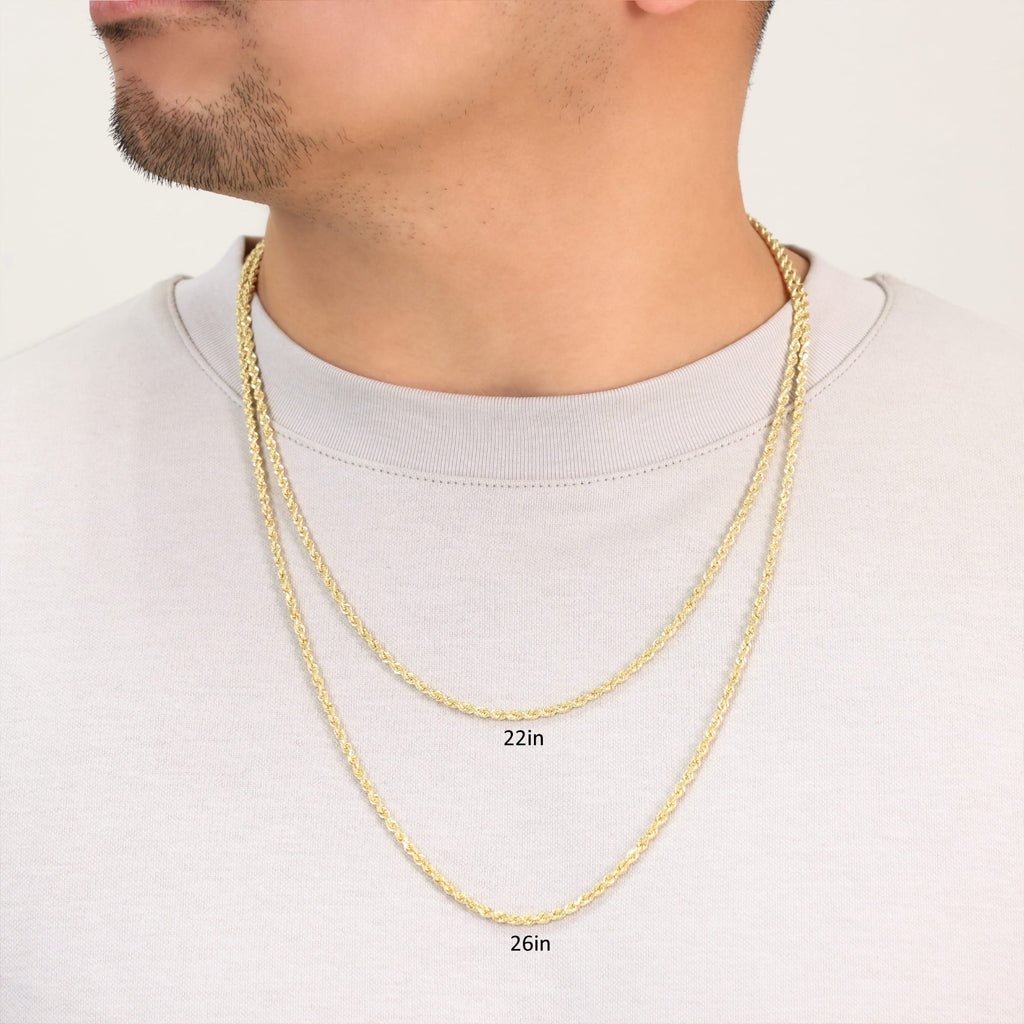 14k Yellow Gold 3mm Rope Chain Necklace Y450164