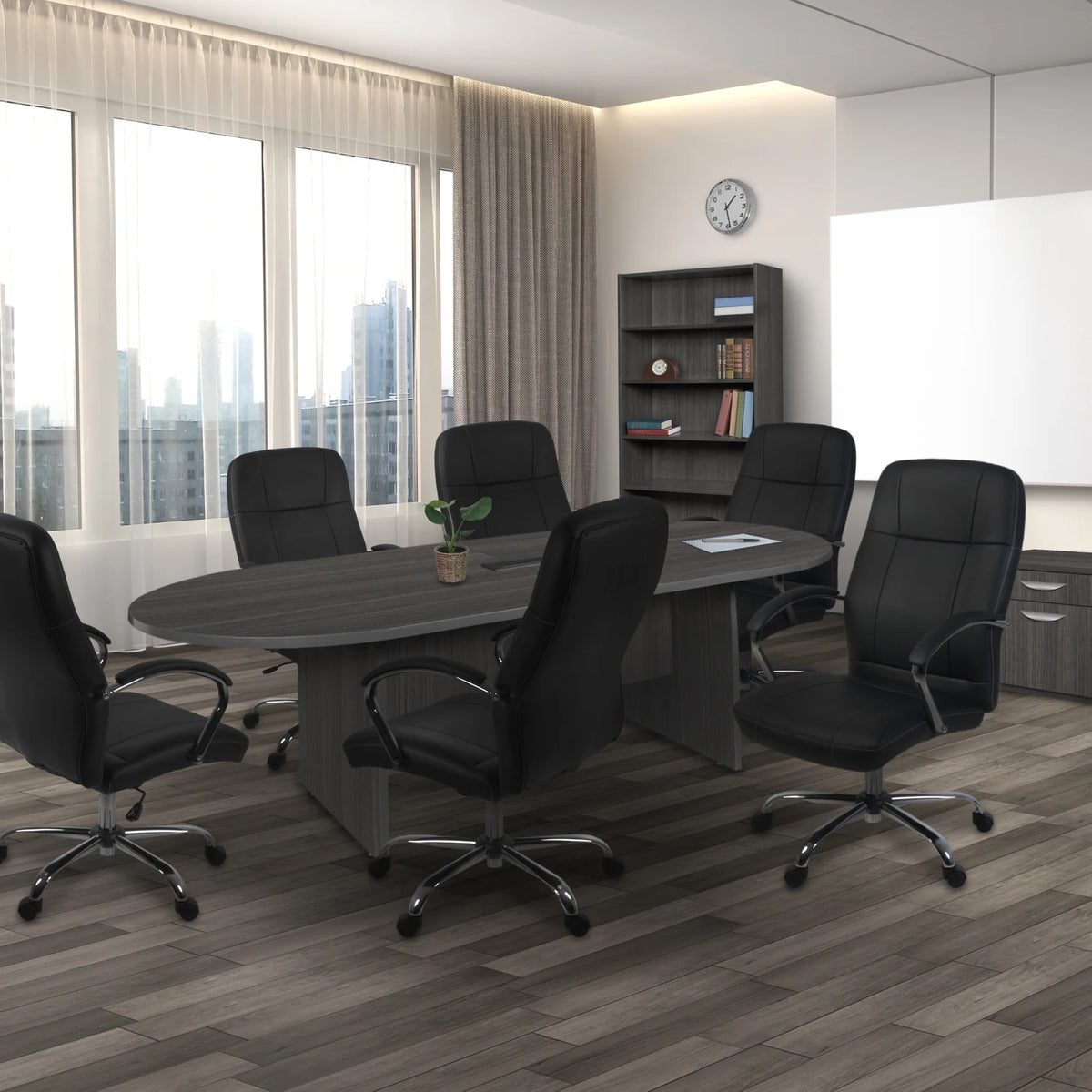 Black Leatherette Executive Office Chair with Arms H345447