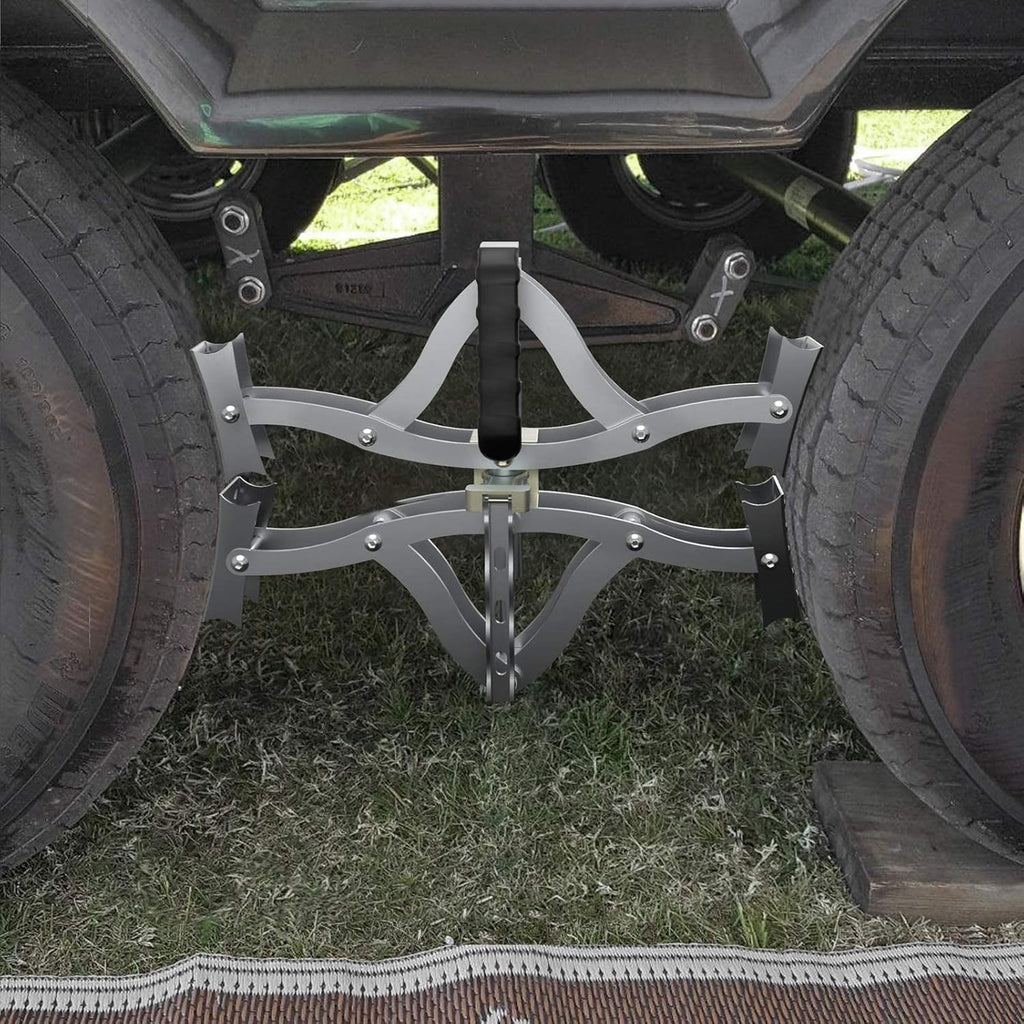 2 Sets X-Shape Wheel Chocks with Integrated Wrench and Anti-Theft Code Lock L6945