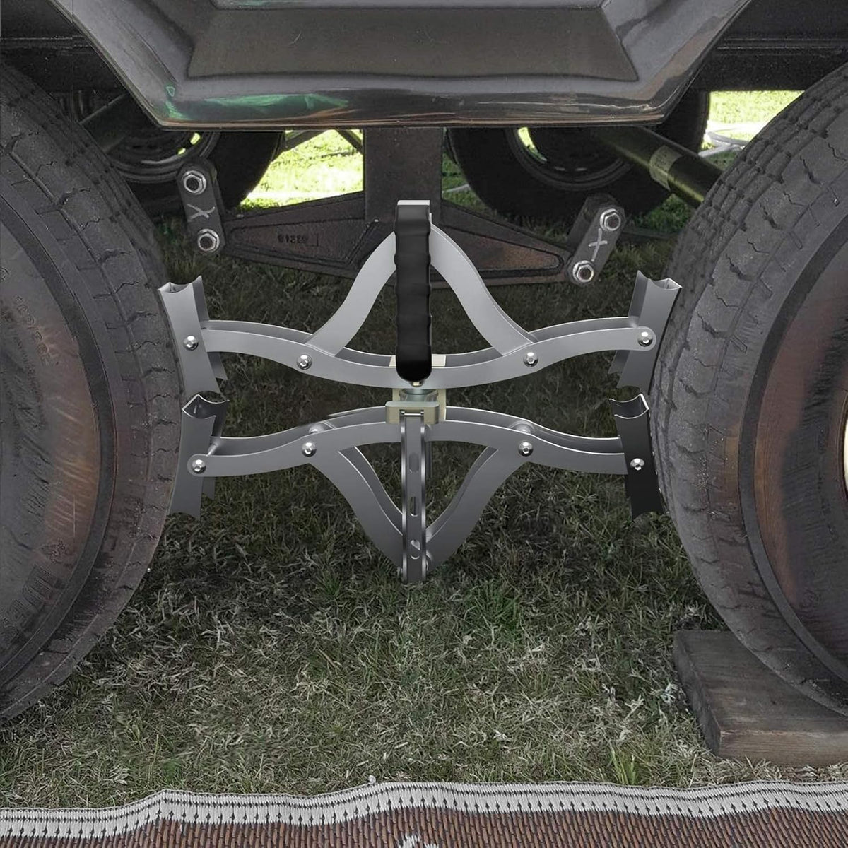 2 Sets X-Shape Wheel Chocks with Integrated Wrench and Anti-Theft Code Lock L6945