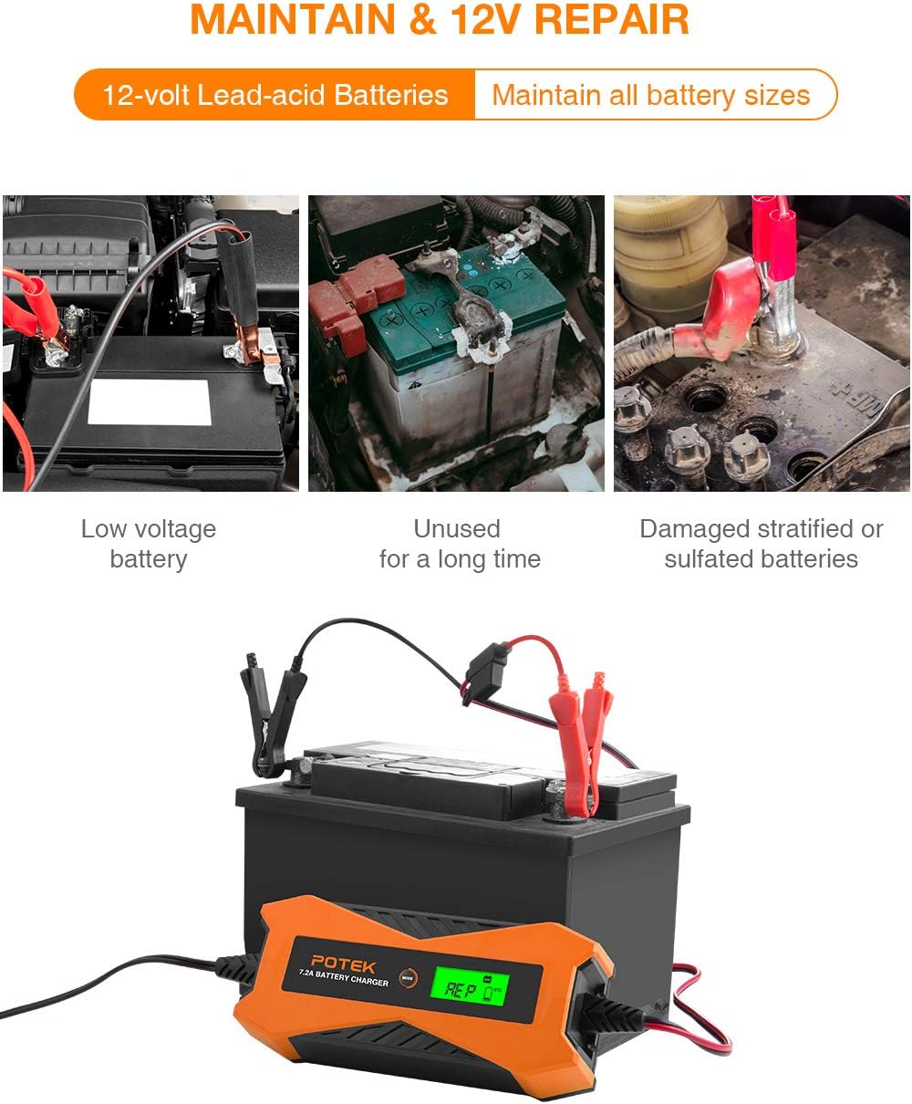6V/12V 7.2A Smart Car Battery Charger and Maintainer A93515