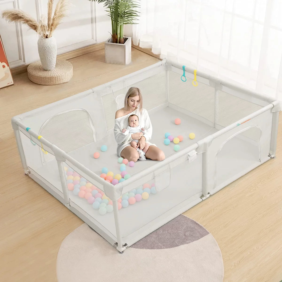 Large Gray Baby Playpen S344462