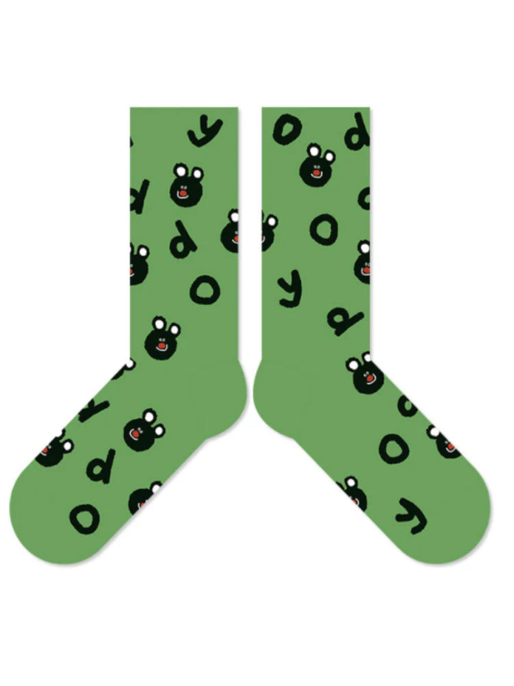 Black Bear Cotton Socks F42759