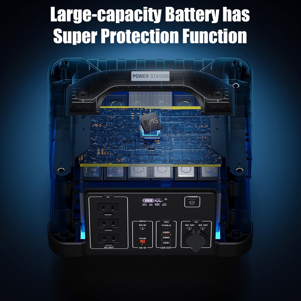 1100Wh 1200W Portable Power Station with 3x110V AC Outlets D29704