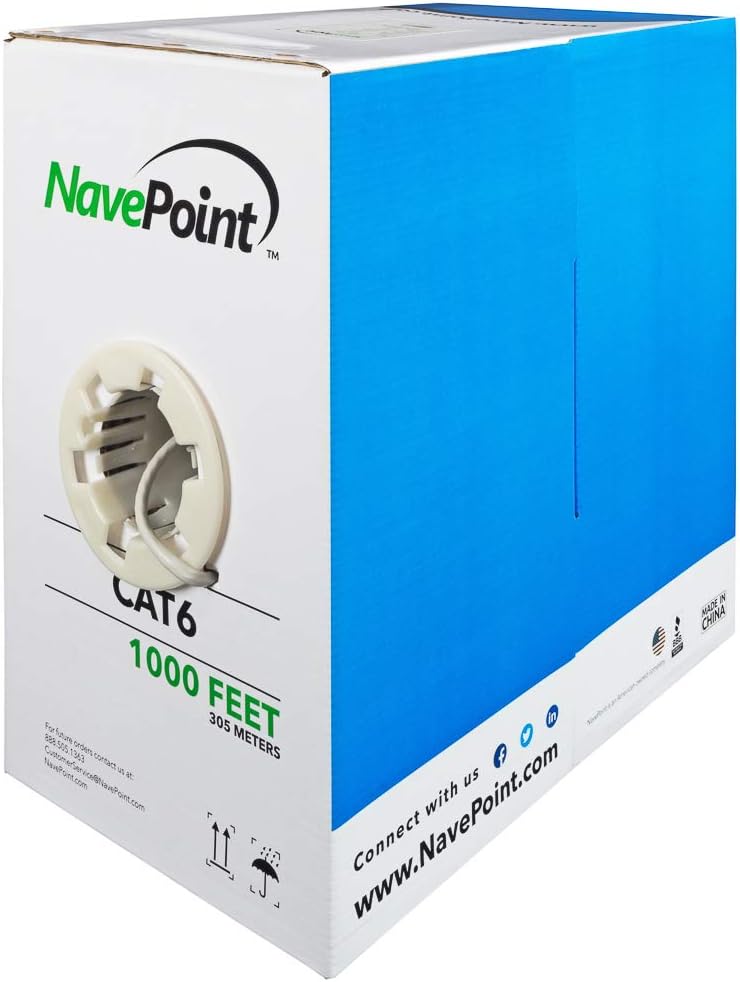 Cat6 1000ft Blue Solid Bulk Ethernet Cable H871229