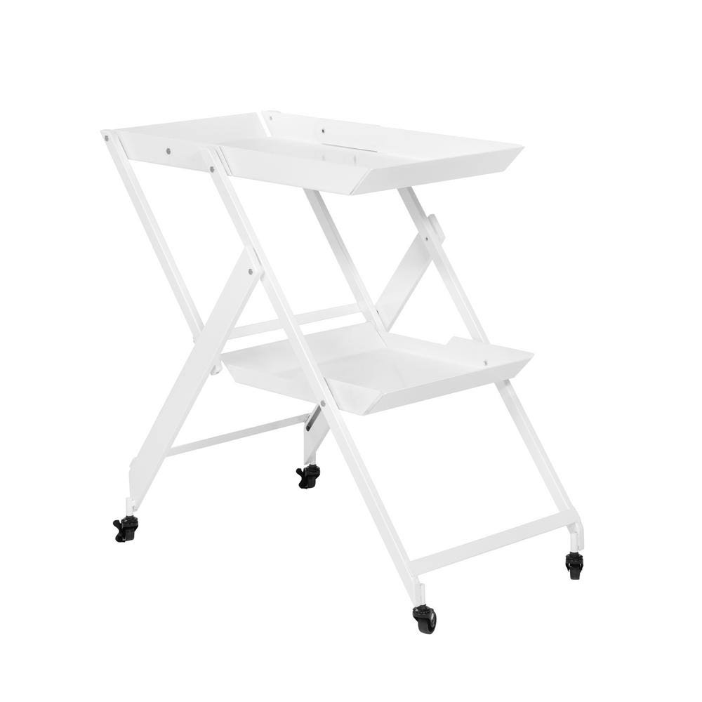 White 2-Shelf Serving Cart J177