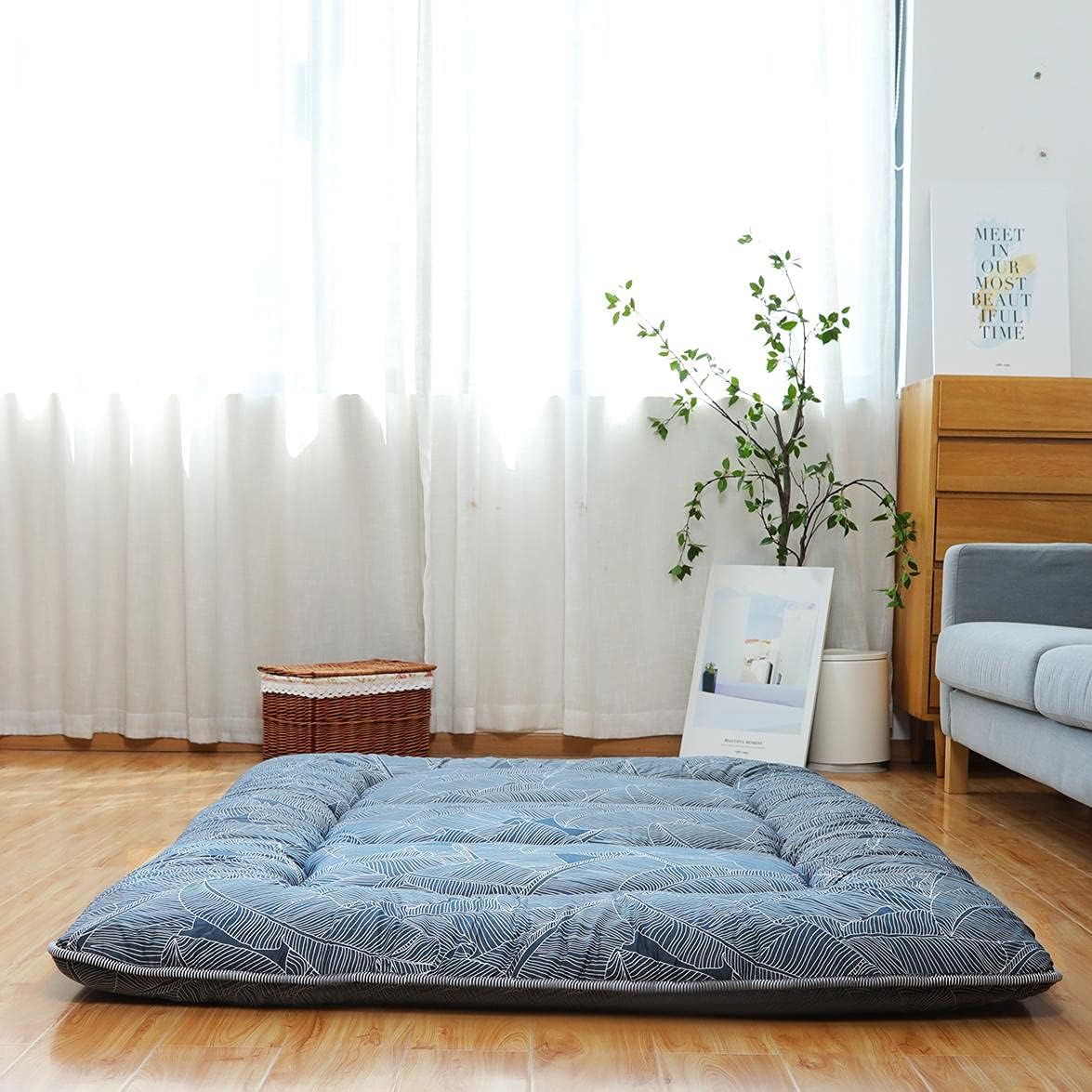 Japanese Floor Mattress Foldable Roll Up with Washable Cover D2022