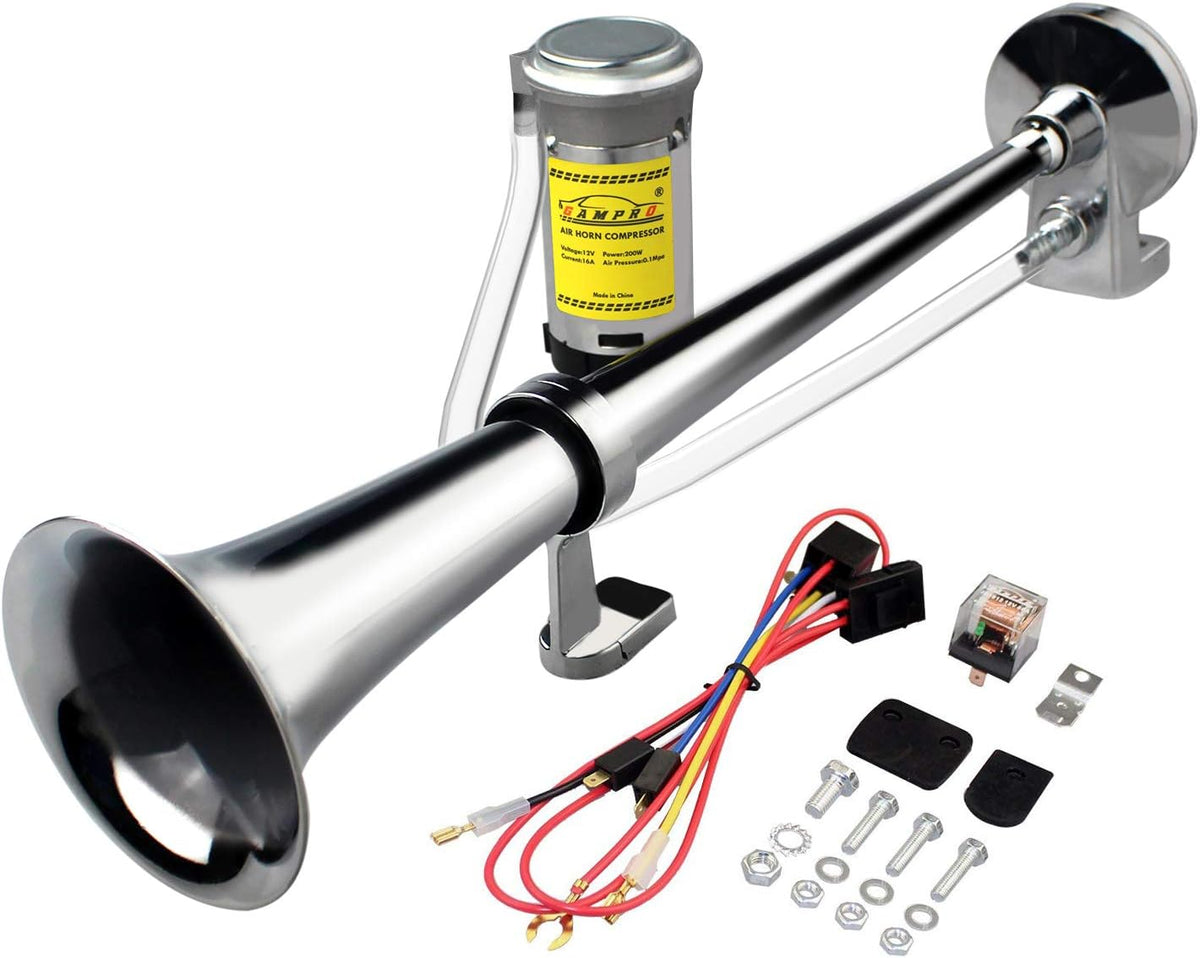 12V 150db Chrome Zinc Single Trumpet Air Horn with Compressor P123