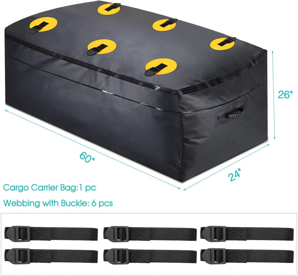 100% Waterproof 22 Cu Ft Cargo Carrier Bag with 6 Reinforced Straps R533860