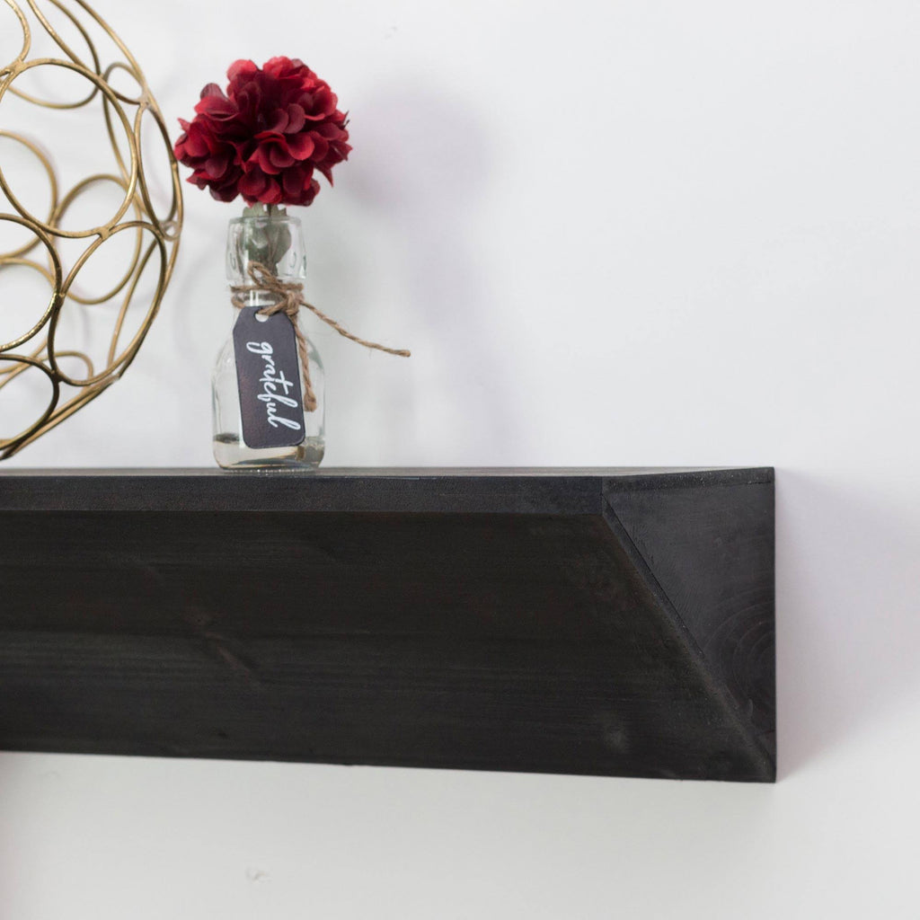 Large Black Wood Floating Wall Shelf D994415