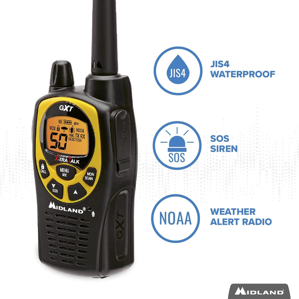 50 Channel Waterproof GMRS Two-Way Radio Black/Yellow Pair Pack R71273