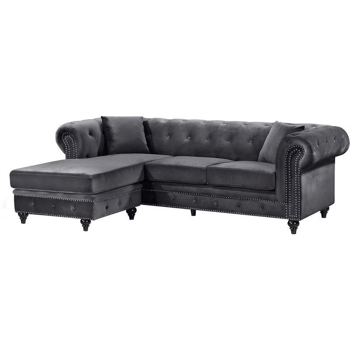 Gray Velvet Reversible Sectional C47129