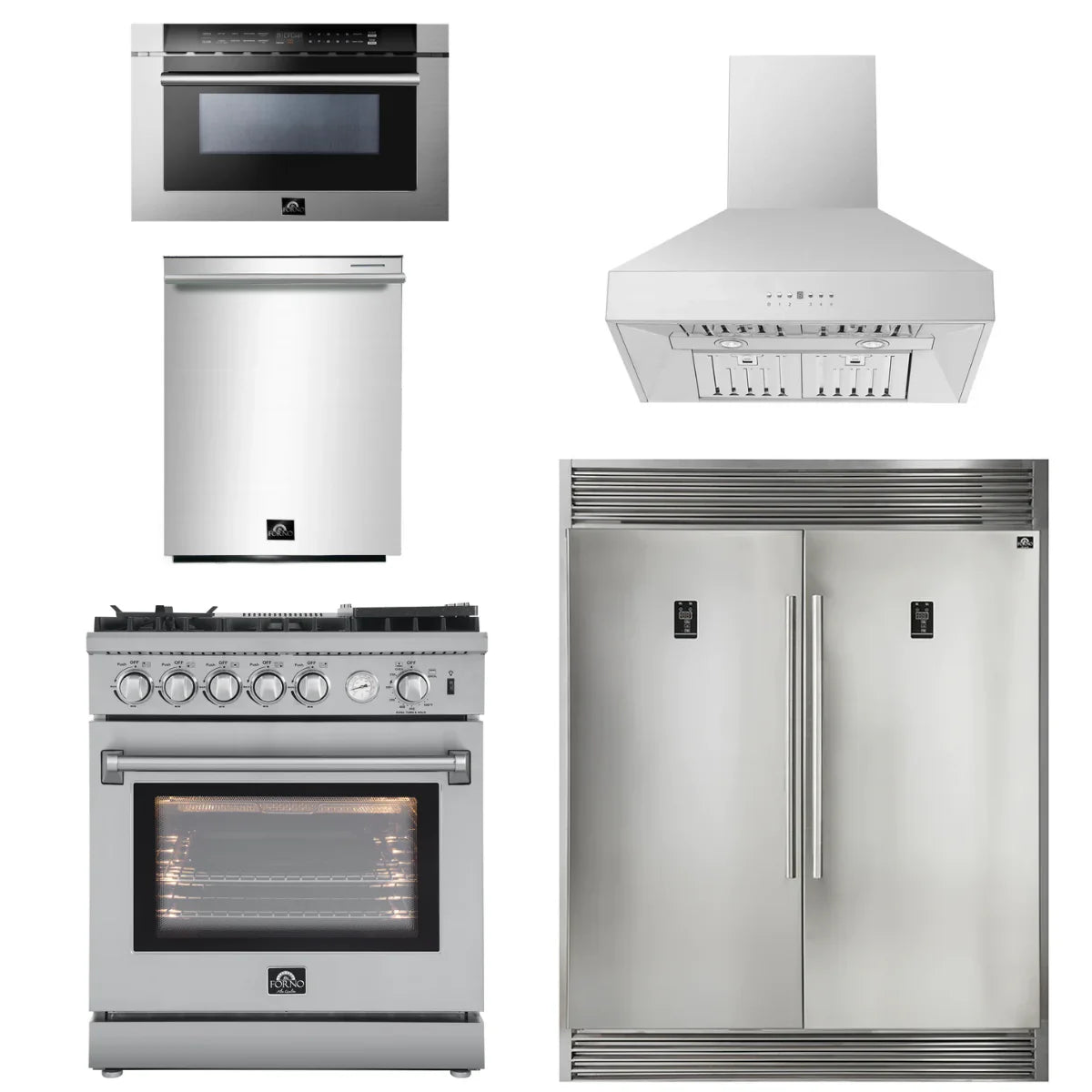 30 Gas Range, 30 Range Hood, 60 Refrigerator, Dishwasher, Microwave Drawer I9962