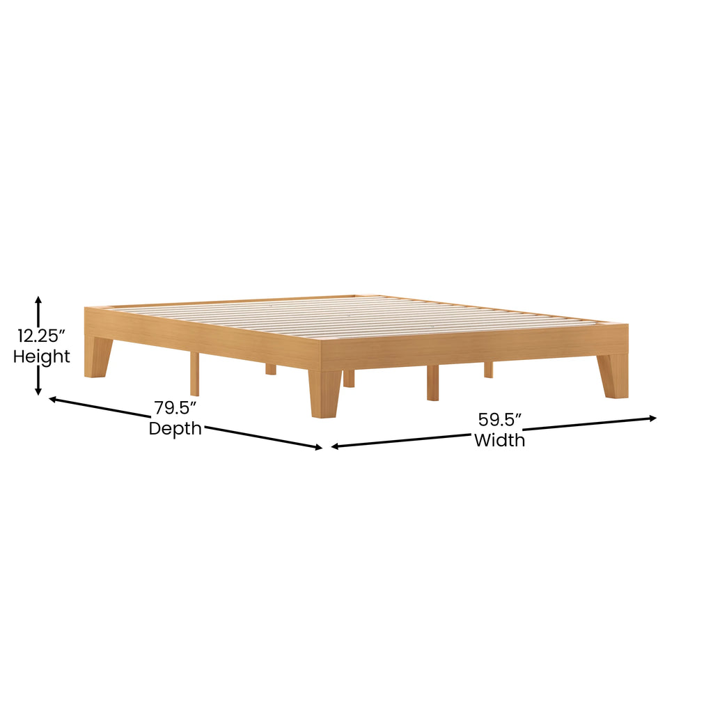 Queen Size Wooden Platform Bed with Pine Finish J432567