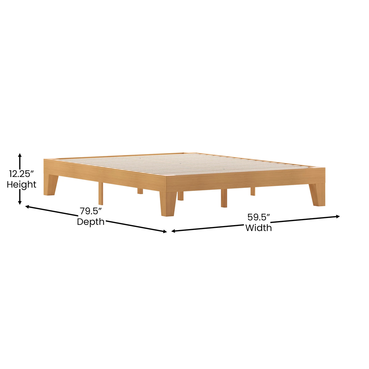 Queen Size Wooden Platform Bed with Pine Finish J432567