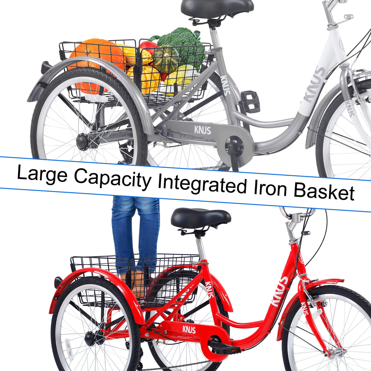 Silver Single Speed 26 inch Adult Tricycle with Basket F85788