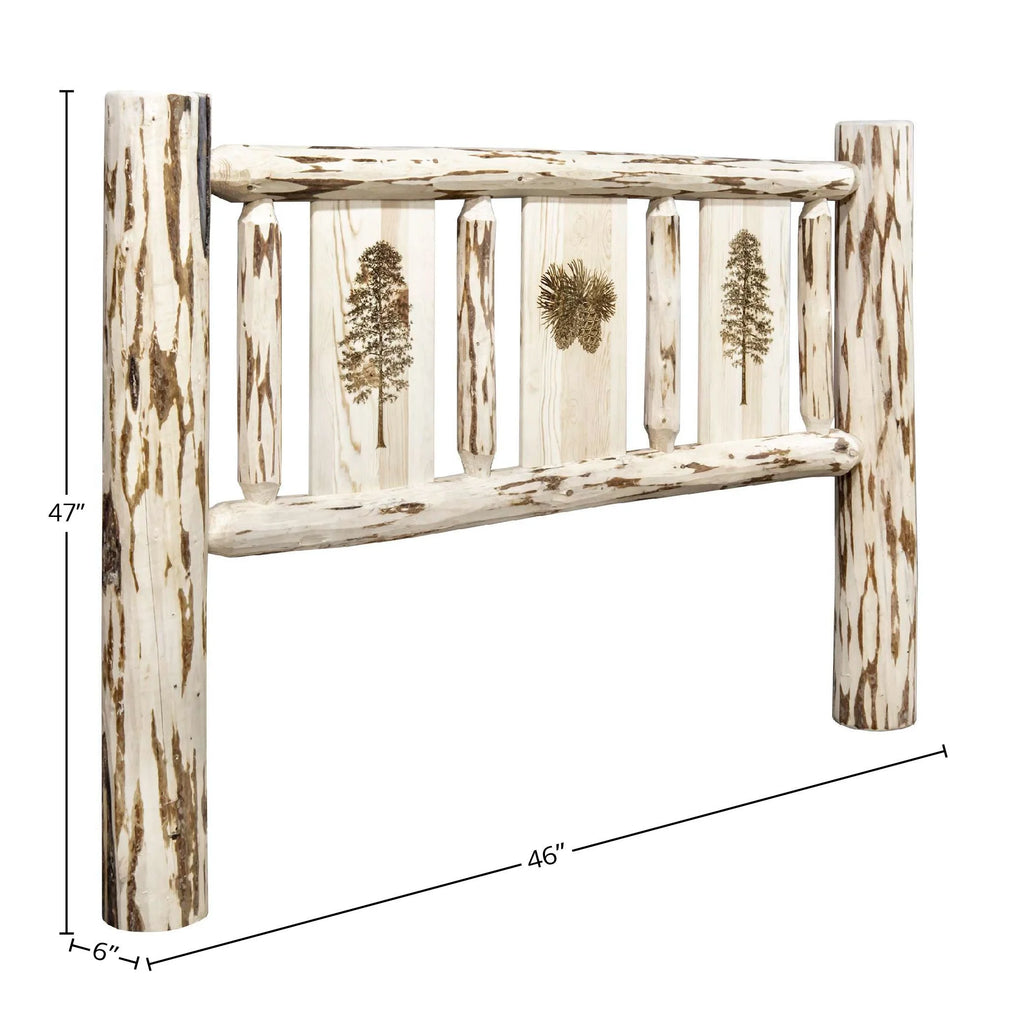 Twin Headboard with Laser Engraved Pine Design D263