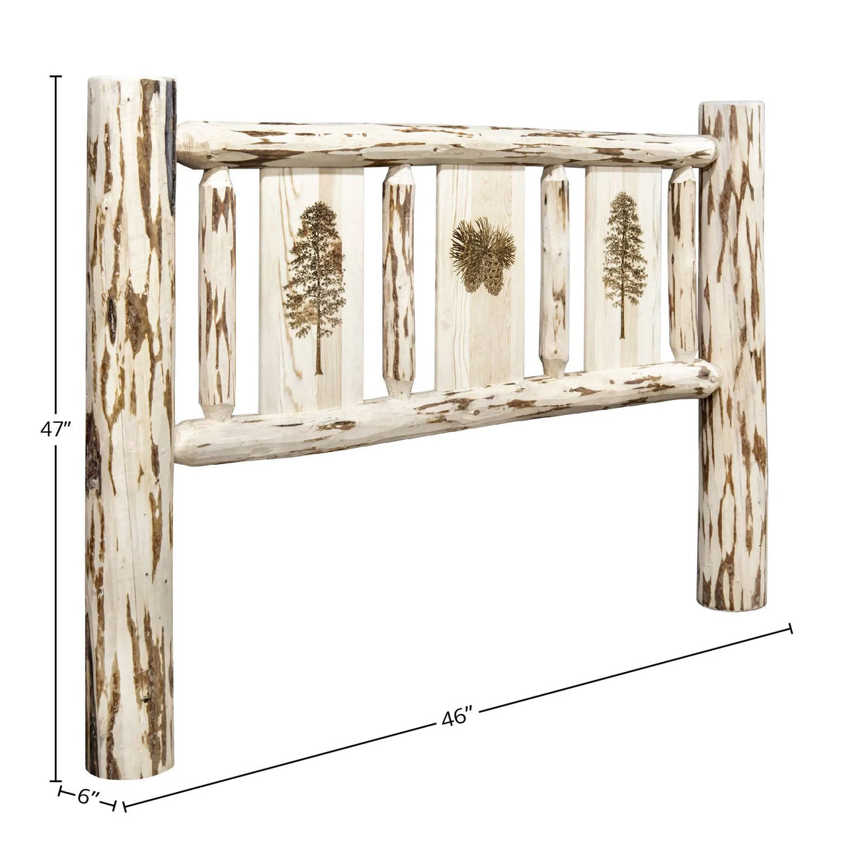 Twin Headboard with Laser Engraved Pine Design D263