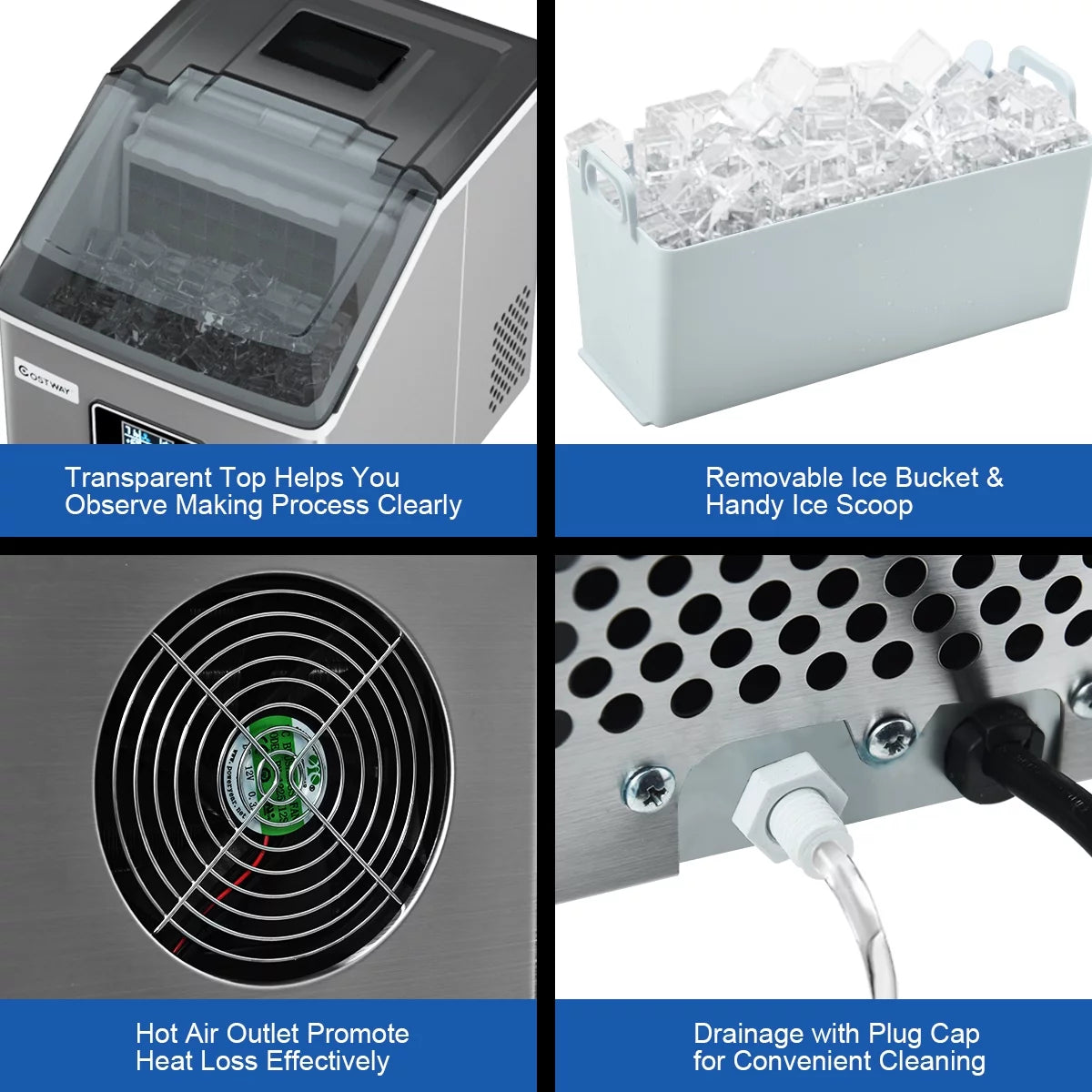 Stainless Steel Countertop Ice Maker Machine B87320