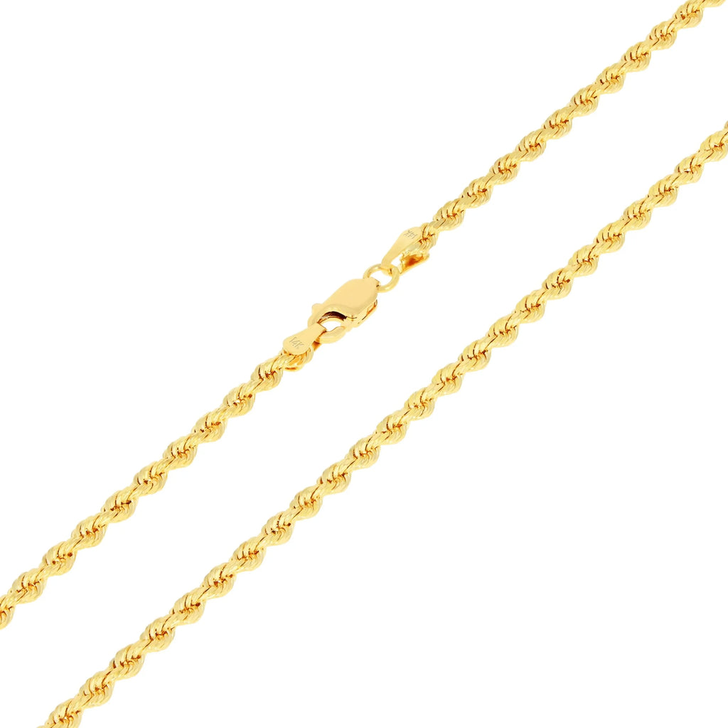14k Yellow Gold 3mm Rope Chain Necklace Y450164