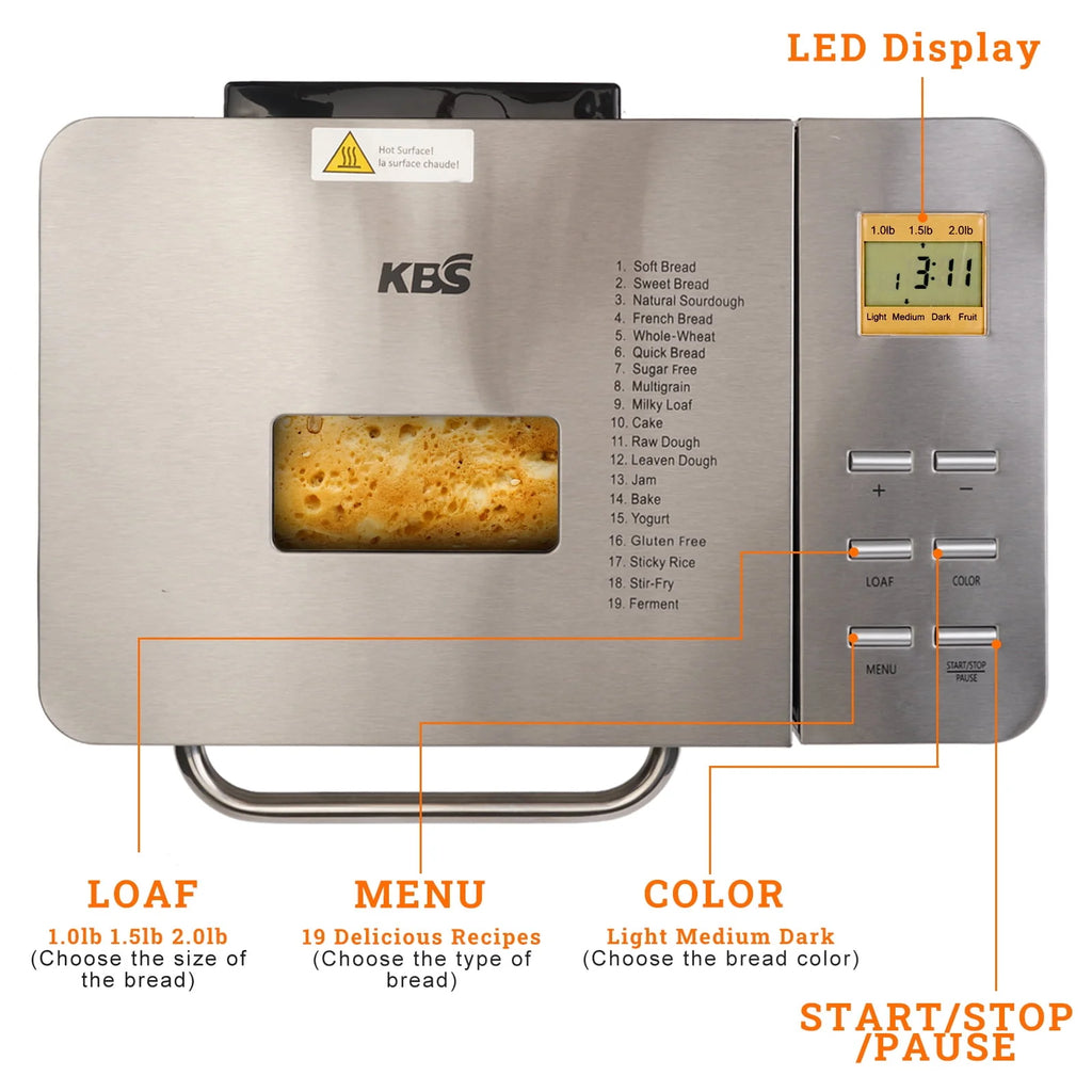 2LB Automatic Stainless Steel Bread Maker T535606