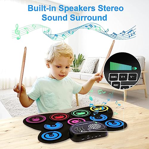 9-Pads Electronic Drum Set with Drumsticks & Pedals U8367