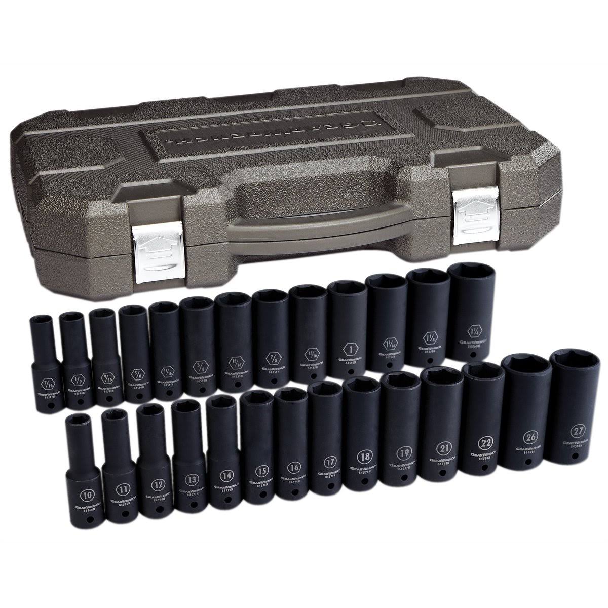 27 pc. 1/2" Drive 6 Point Deep Impact SAE/Metric Socket Set G457467
