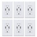 4.0 Amp Dual USB Ports 15 Amp Duplex Tamper Resistant Outlet White 6-Pack X954887