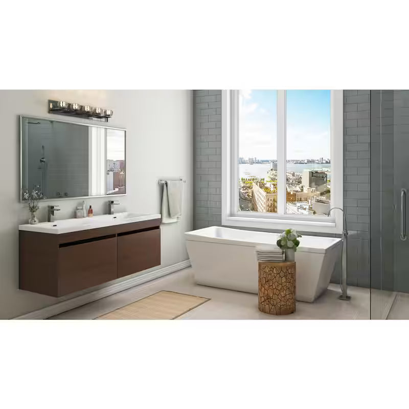 Freestanding Floor Mount Tub Faucet with Handheld Handshower in Chrome W359817
