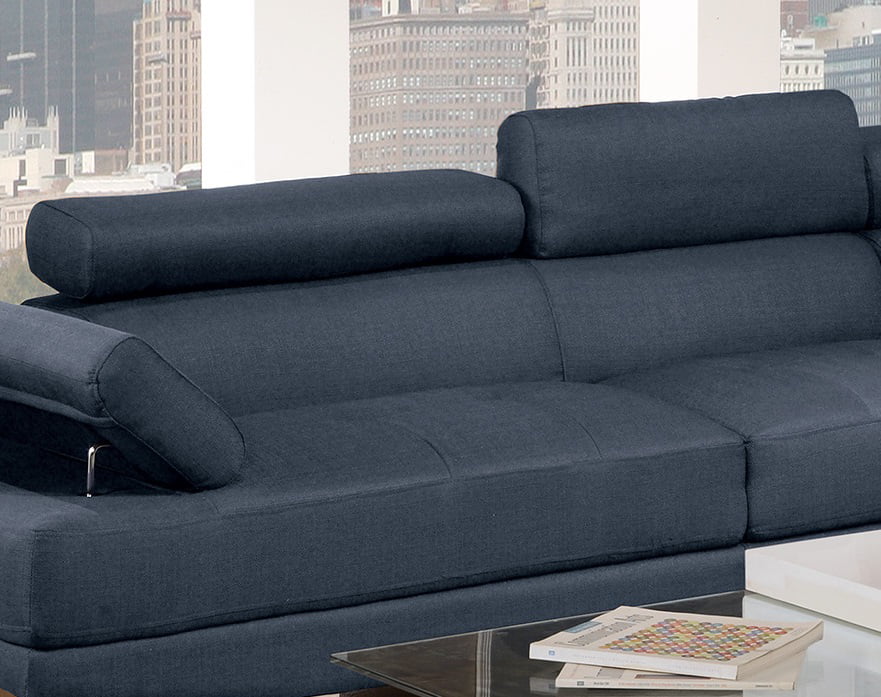Dark Blue Polyfiber Sectional Sofa F930