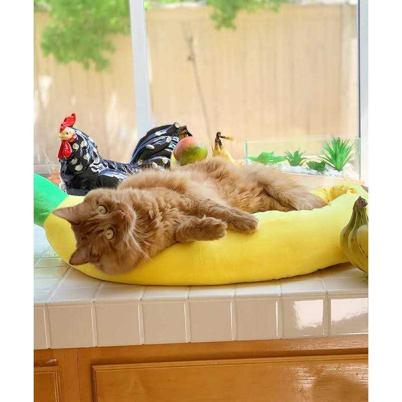 Banana Shape Washable Dog Bed with Removable Cushion I927922