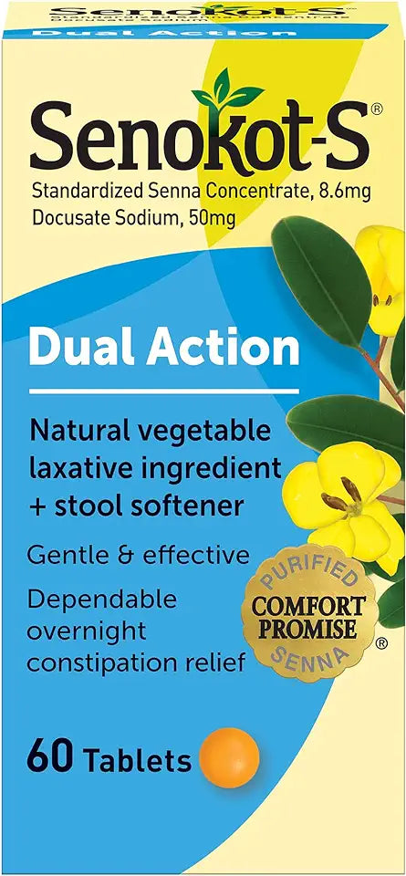 60 Tablets Natural Vegetable Laxative Plus Stool Softener Tablets W6699