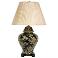 Black and Tan Floral Bouquet Vase Lamp W15703