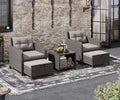 5 Piece PE Wicker Patio Conversation Set with Cushions W72658