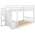 White Twin over Twin Floor Bunk Bed with Ladder Y362