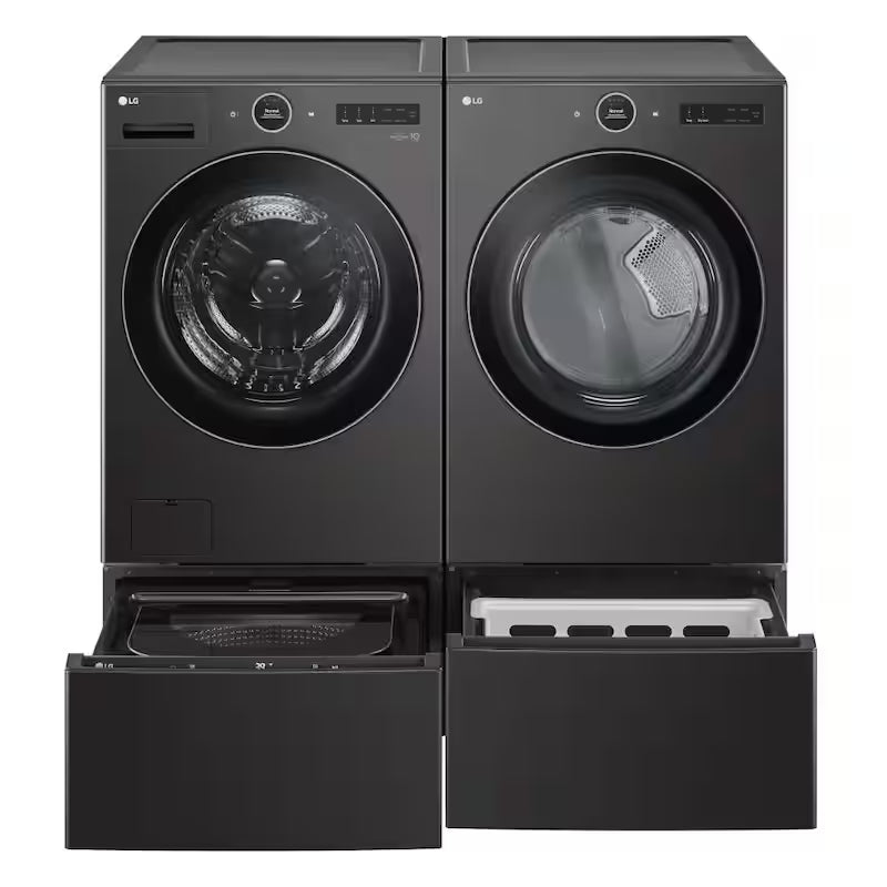 27 in. Black Steel Laundry Pedestal with Storage Drawer H3242