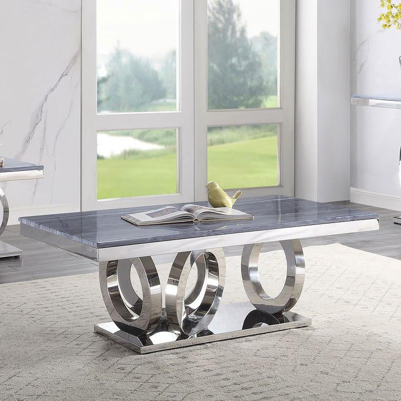 Modern Gray Mirrored Coffee Table End Table Accent Table A70623